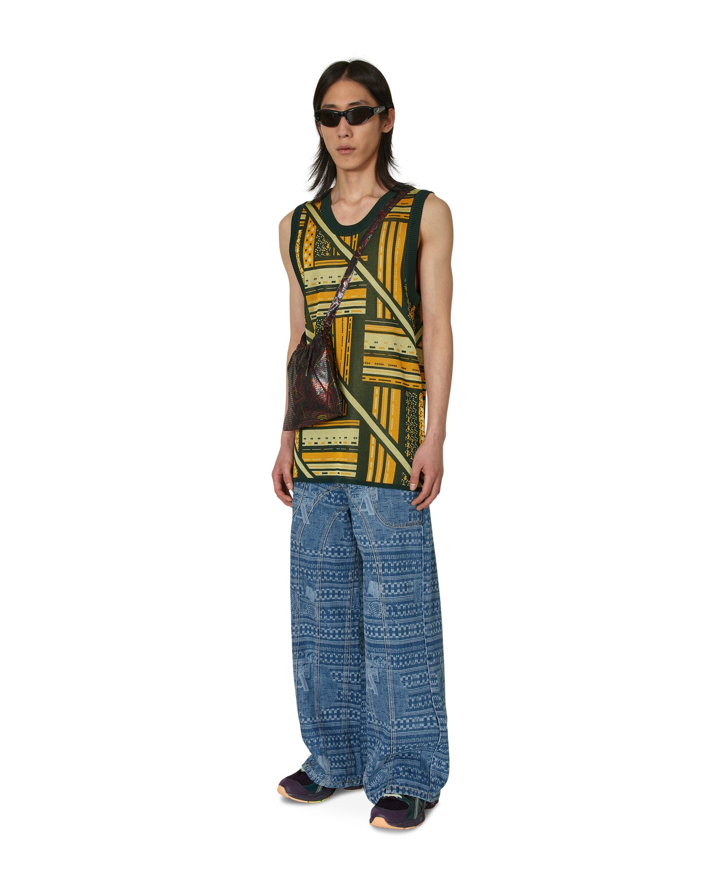 Ahluwalia Kalonji Knit Vest Green/Yellow Knitwears Gilets M-AHLU-KN007-SS23-YA03  GR