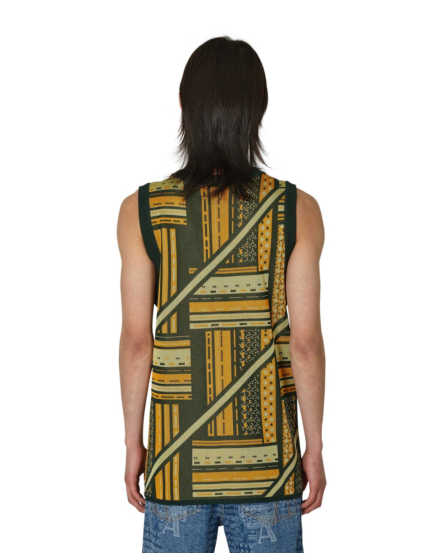 Ahluwalia Kalonji Knit Vest Green/Yellow Knitwears Gilets M-AHLU-KN007-SS23-YA03  GR