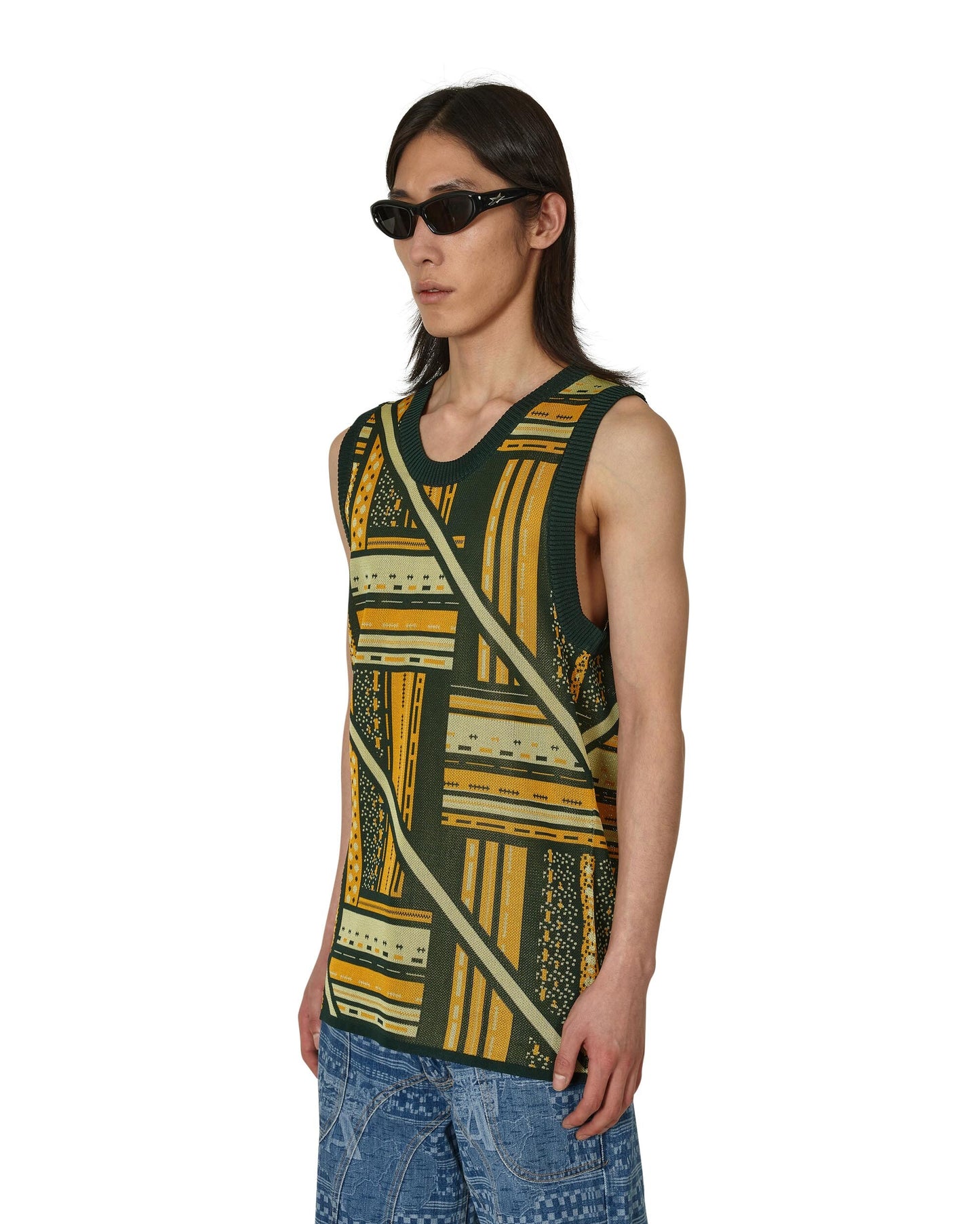 Ahluwalia Kalonji Knit Vest Green/Yellow Knitwears Gilets M-AHLU-KN007-SS23-YA03  GR