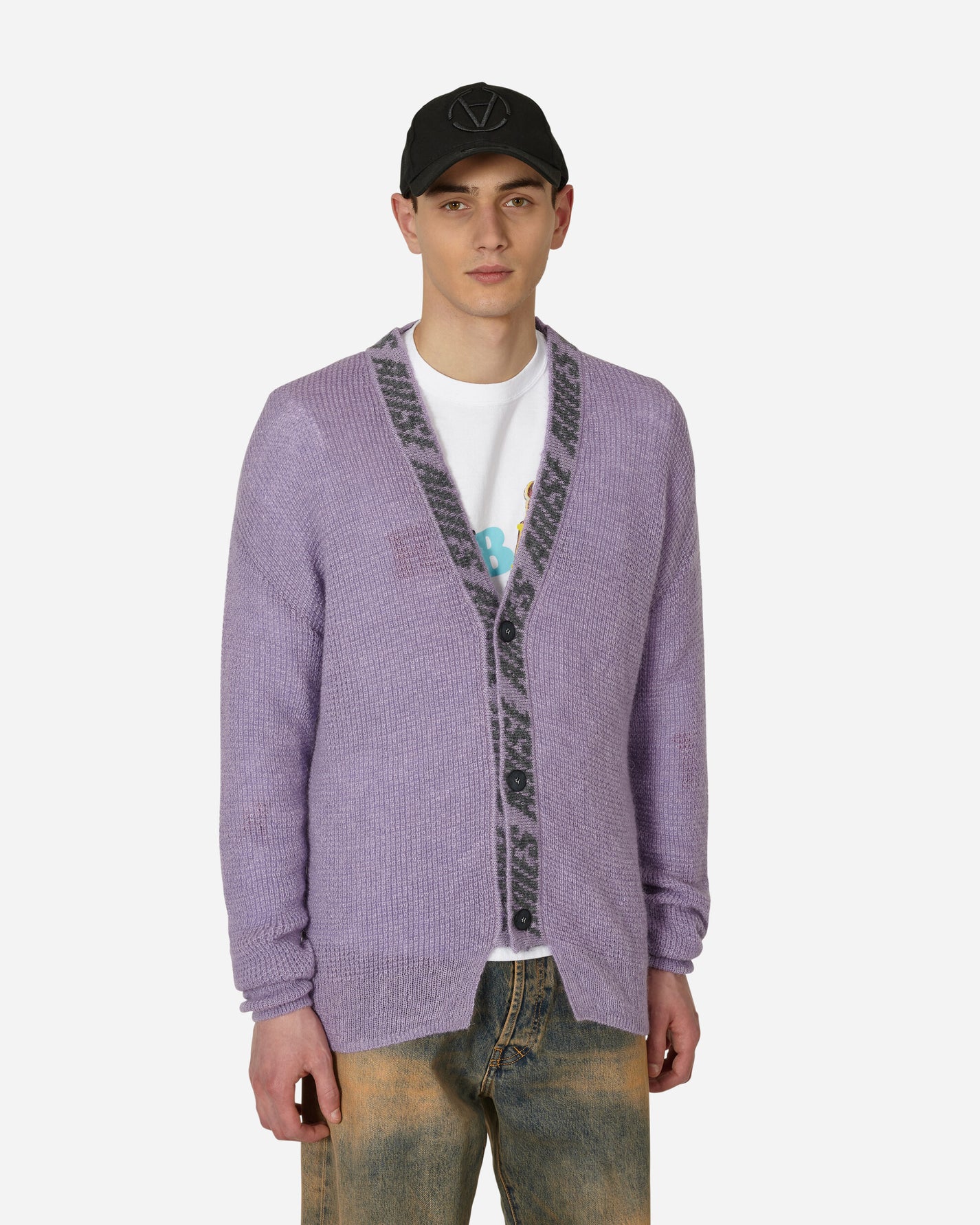 Aries Waffle Knit Cardigan Lilac Knitwears Cardigans STAR20025 LLC