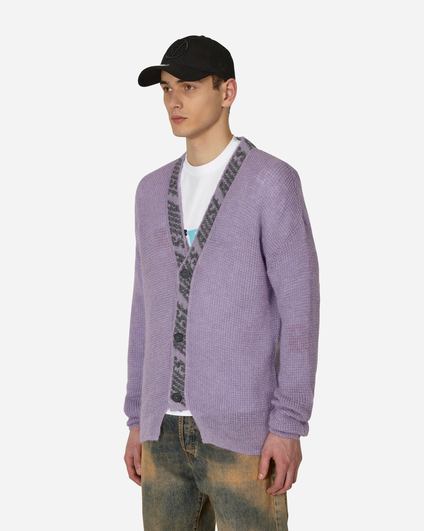 Aries Waffle Knit Cardigan Lilac Knitwears Cardigans STAR20025 LLC