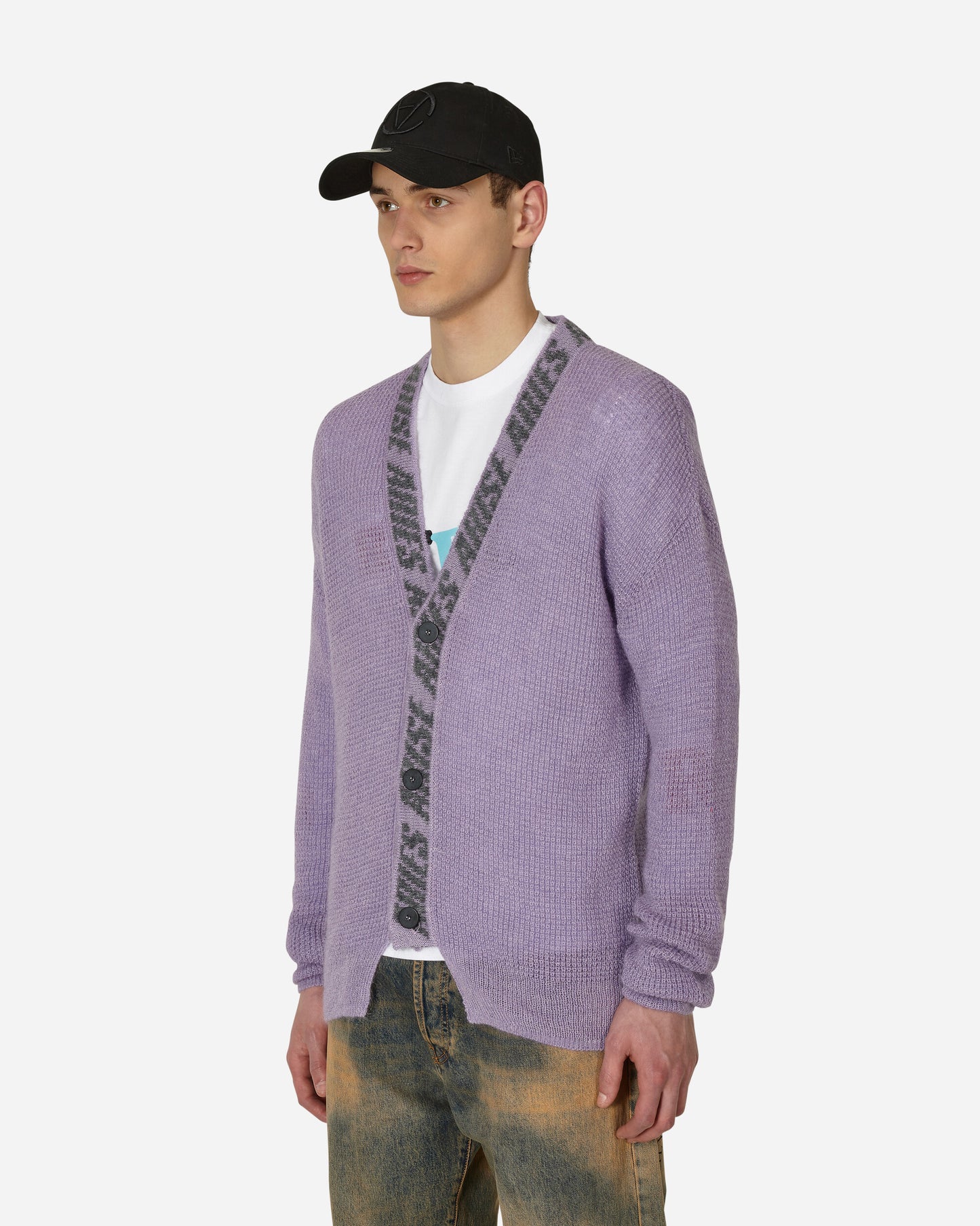 Aries Waffle Knit Cardigan Lilac Knitwears Cardigans STAR20025 LLC