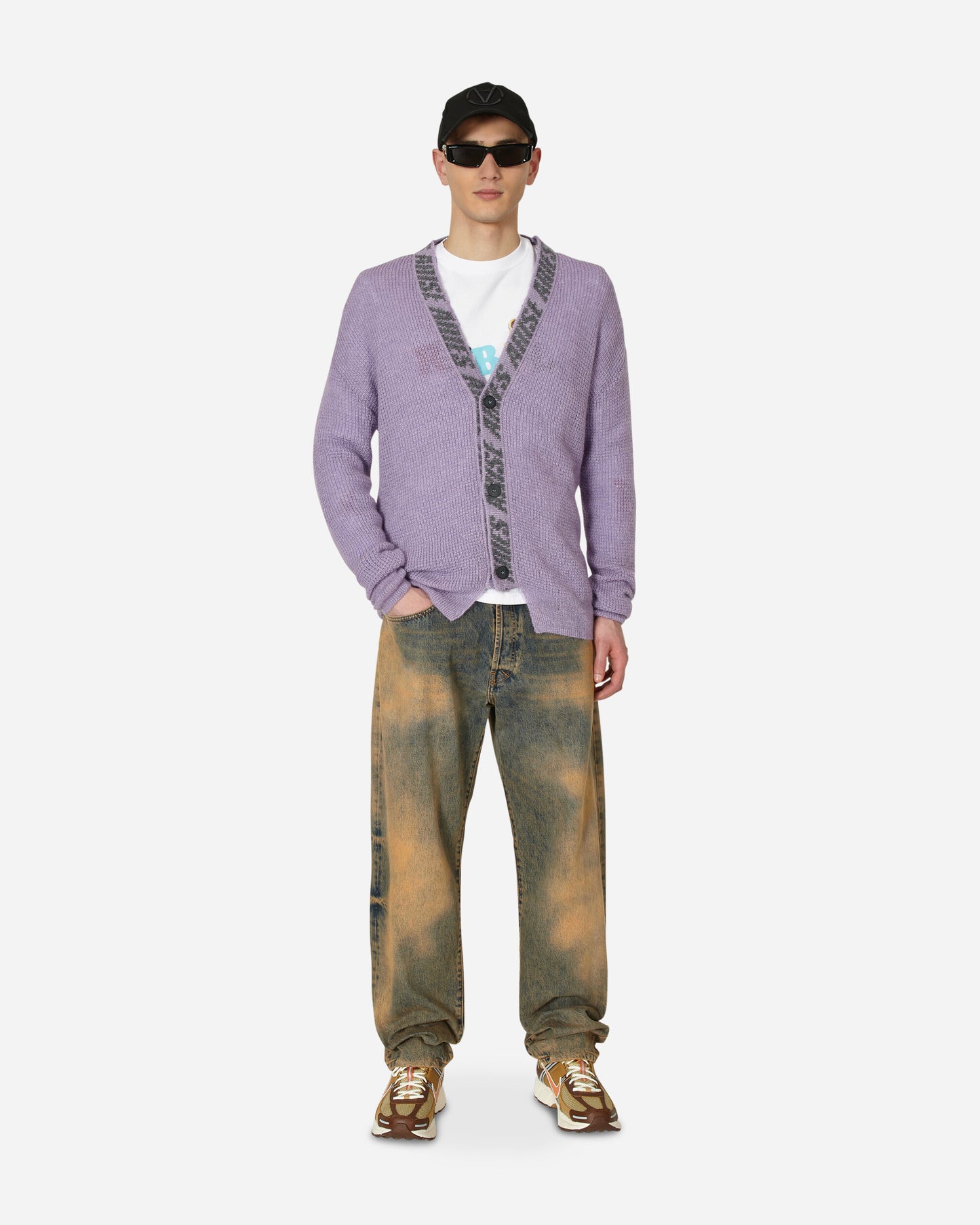Aries Waffle Knit Cardigan Lilac Knitwears Cardigans STAR20025 LLC