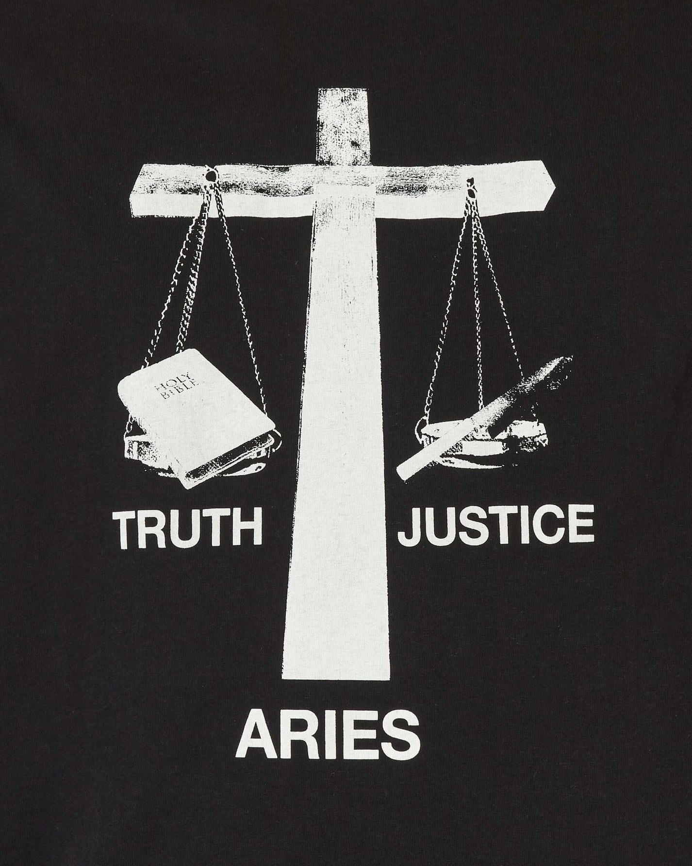 Aries Truth N Justice Low Armhole Vest Black T-Shirts Shortsleeve STAR40040 BLK