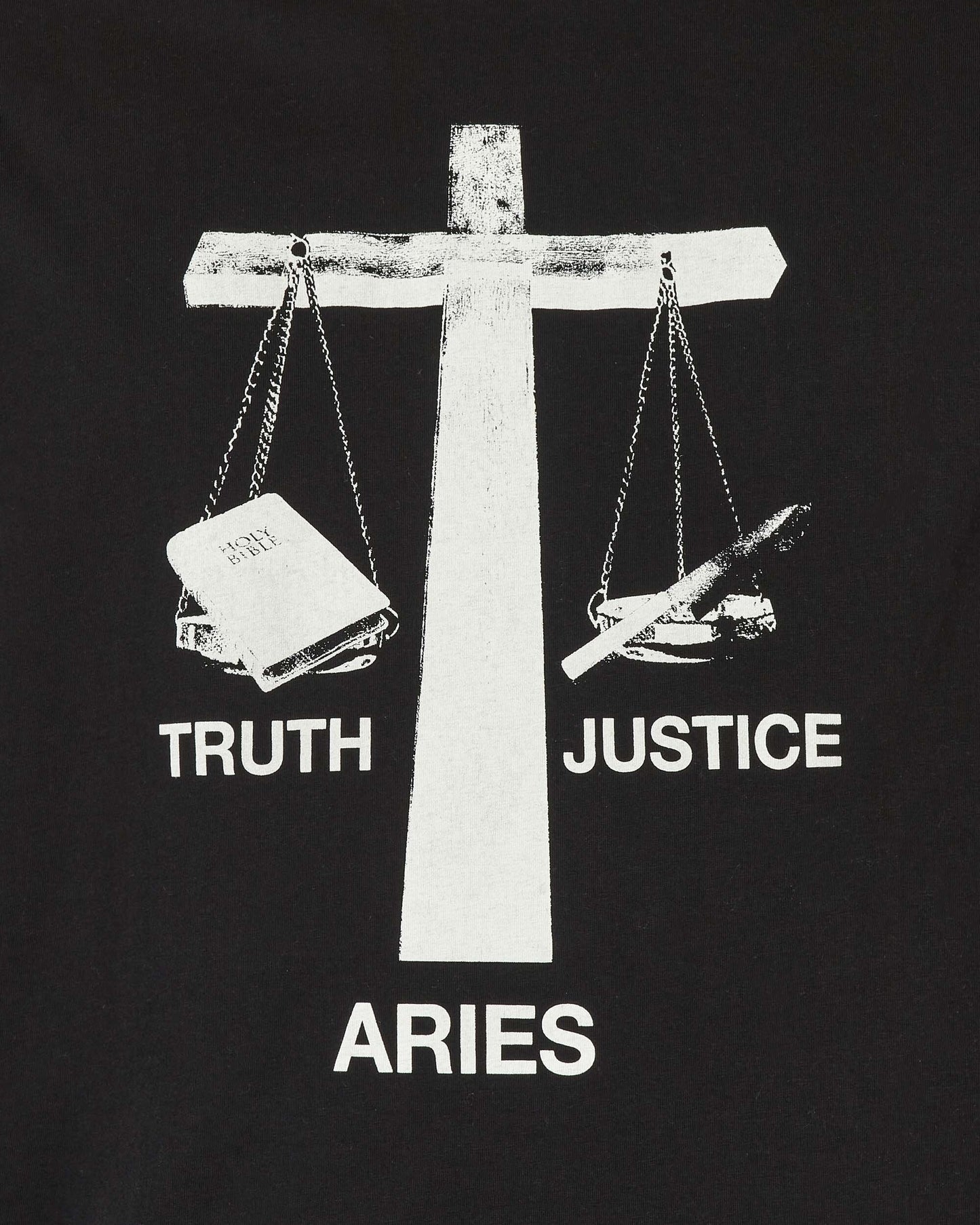 Aries Truth N Justice Low Armhole Vest Black T-Shirts Shortsleeve STAR40040 BLK