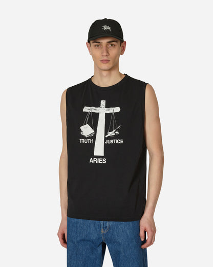Aries Truth N Justice Low Armhole Vest Black T-Shirts Shortsleeve STAR40040 BLK