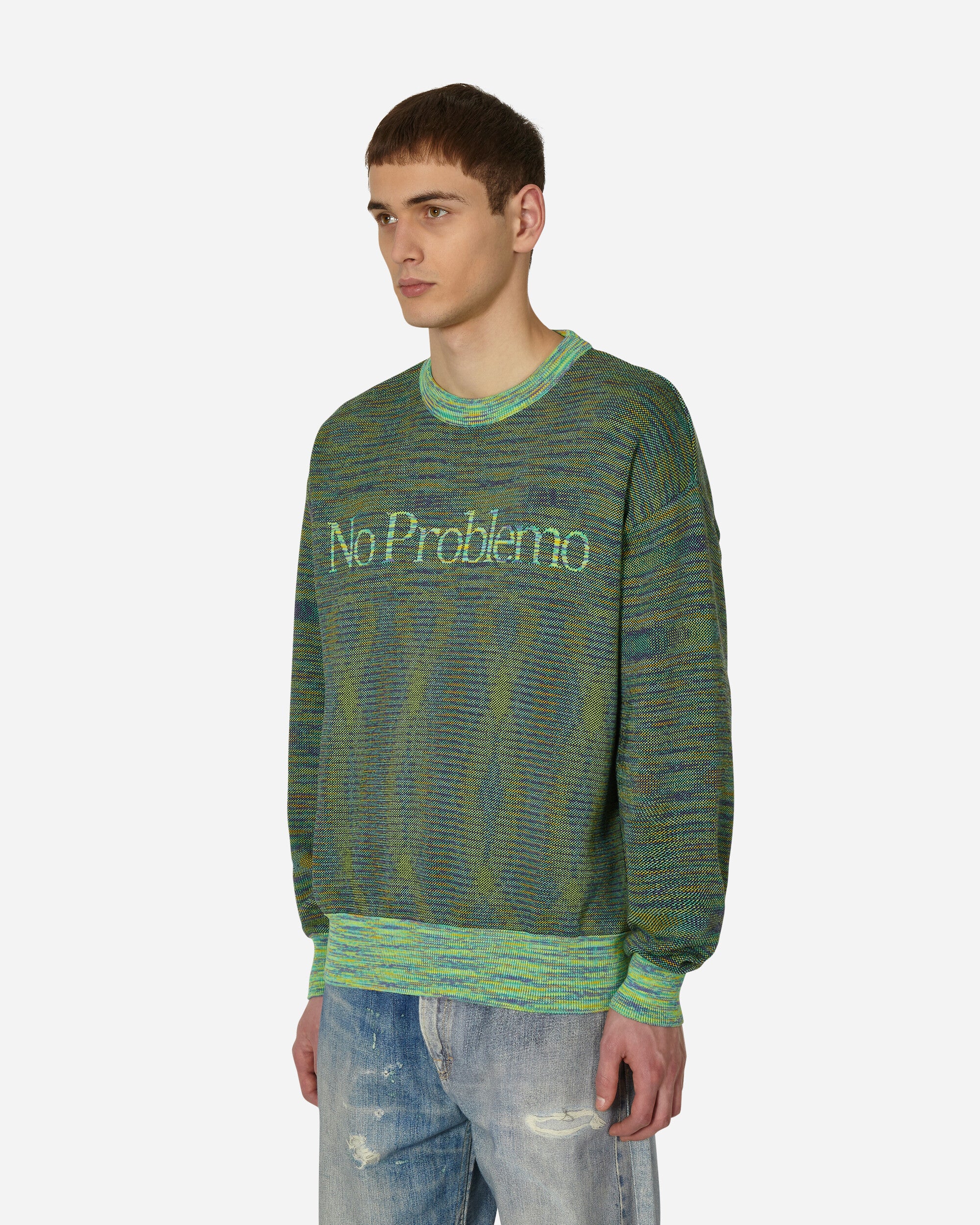 Aries Reverse Problemo Green Space Dye Knit Green Knitwears Sweaters STAR20019 GRN