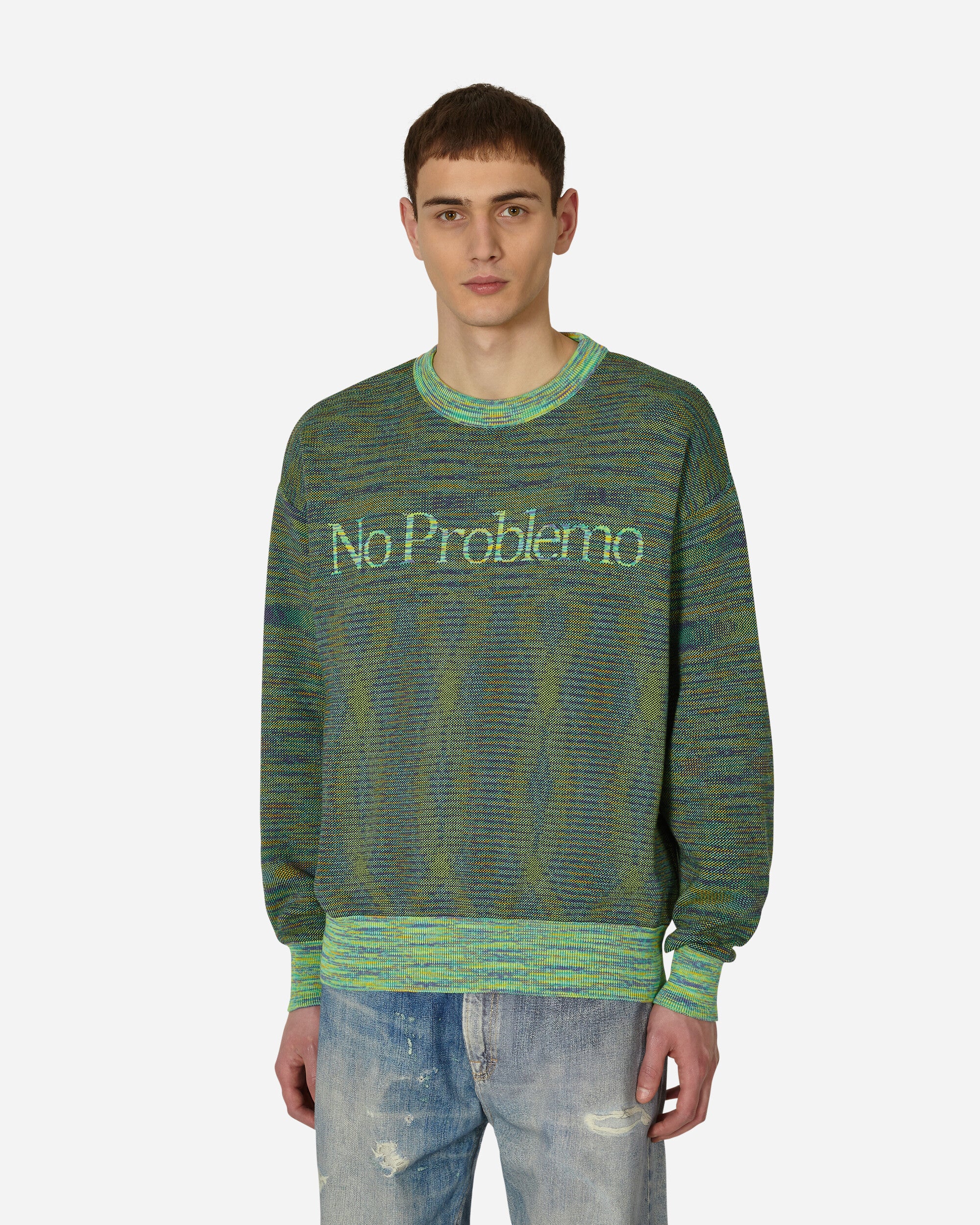 Aries Reverse Problemo Green Space Dye Knit Green Knitwears Sweaters STAR20019 GRN