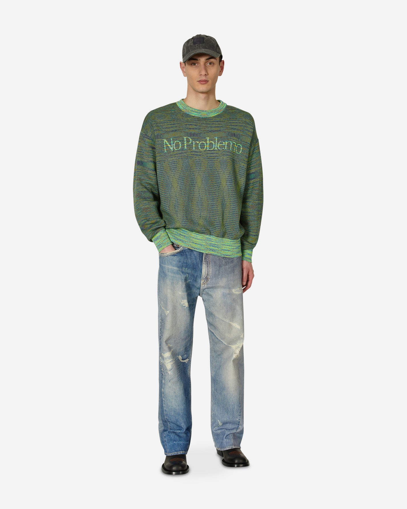Aries Reverse Problemo Green Space Dye Knit Green Knitwears Sweaters STAR20019 GRN