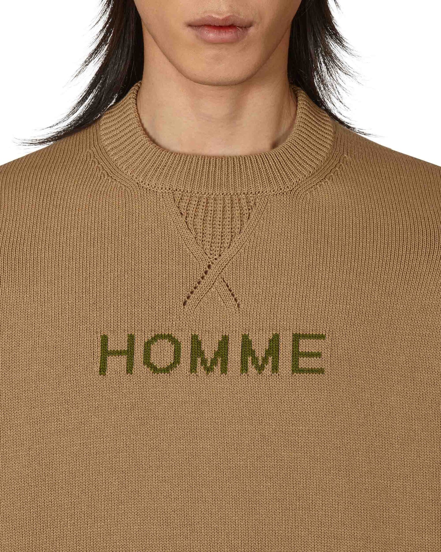 Comme Des Garçons Homme Men'S Sweater Beige/Green Knitwears Sweaters HK-N002-051 2