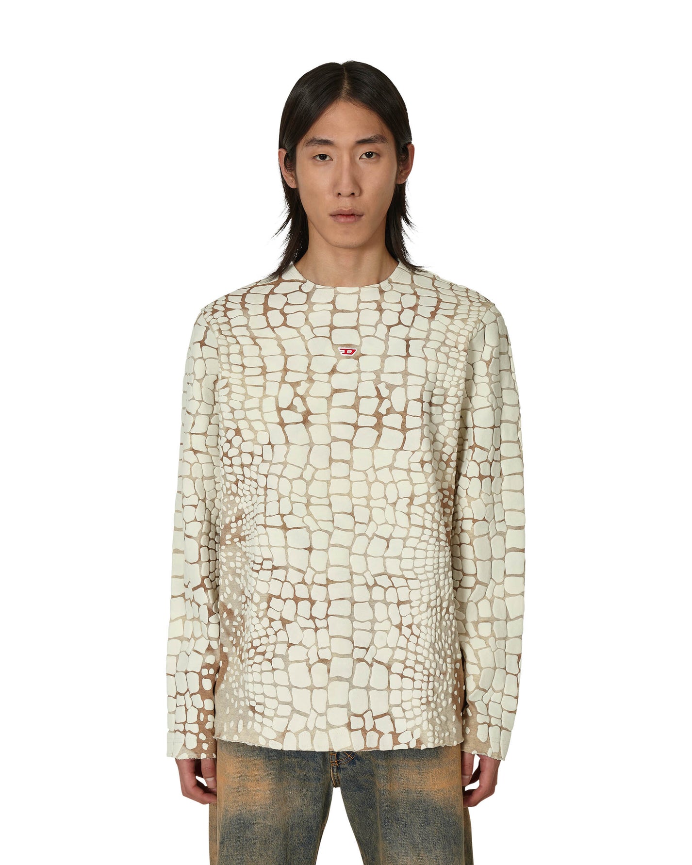 Diesel T-Jus-Ls White T-Shirts Longsleeve A09901 78QA