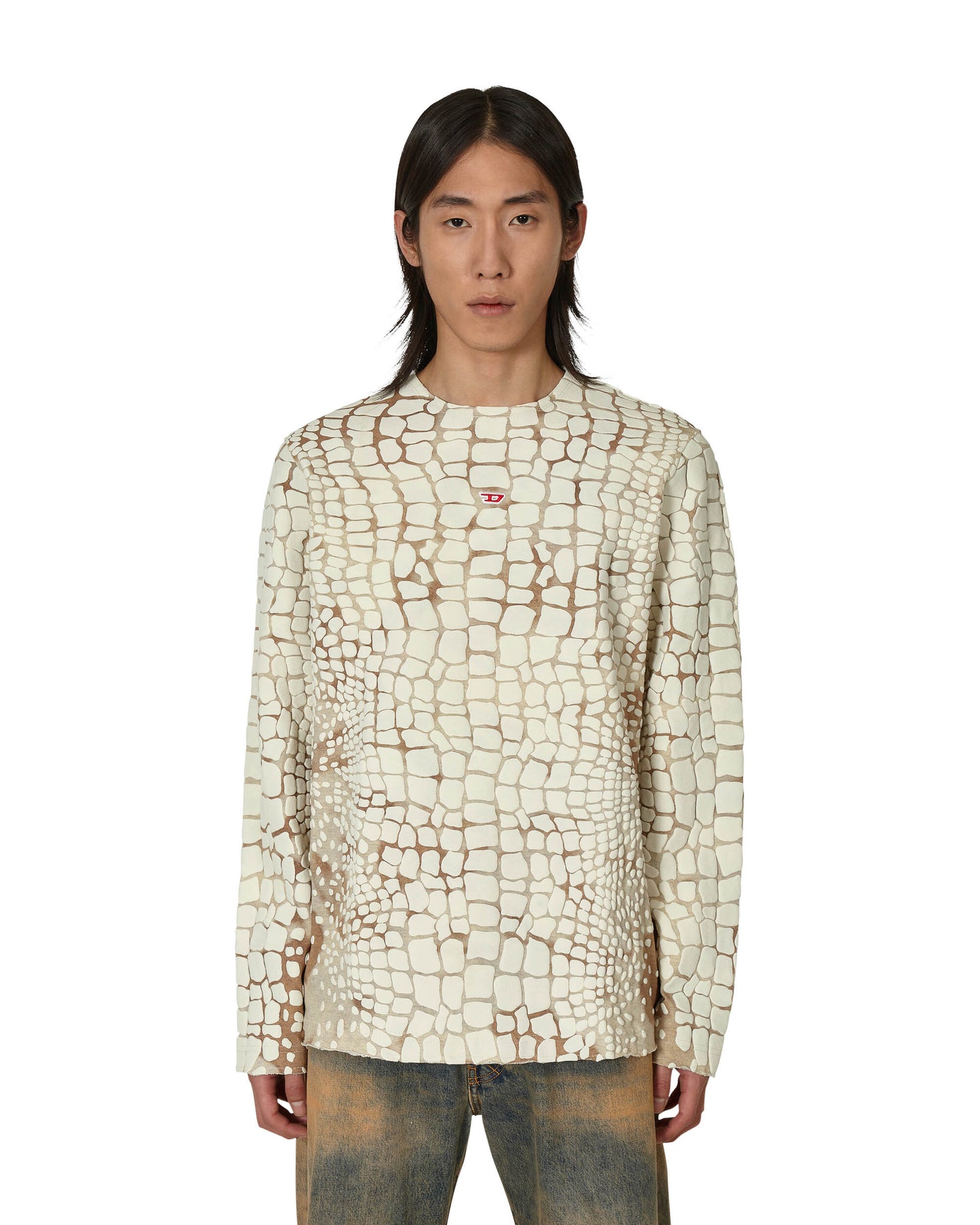 Diesel T-Jus-Ls White T-Shirts Longsleeve A09901 78QA
