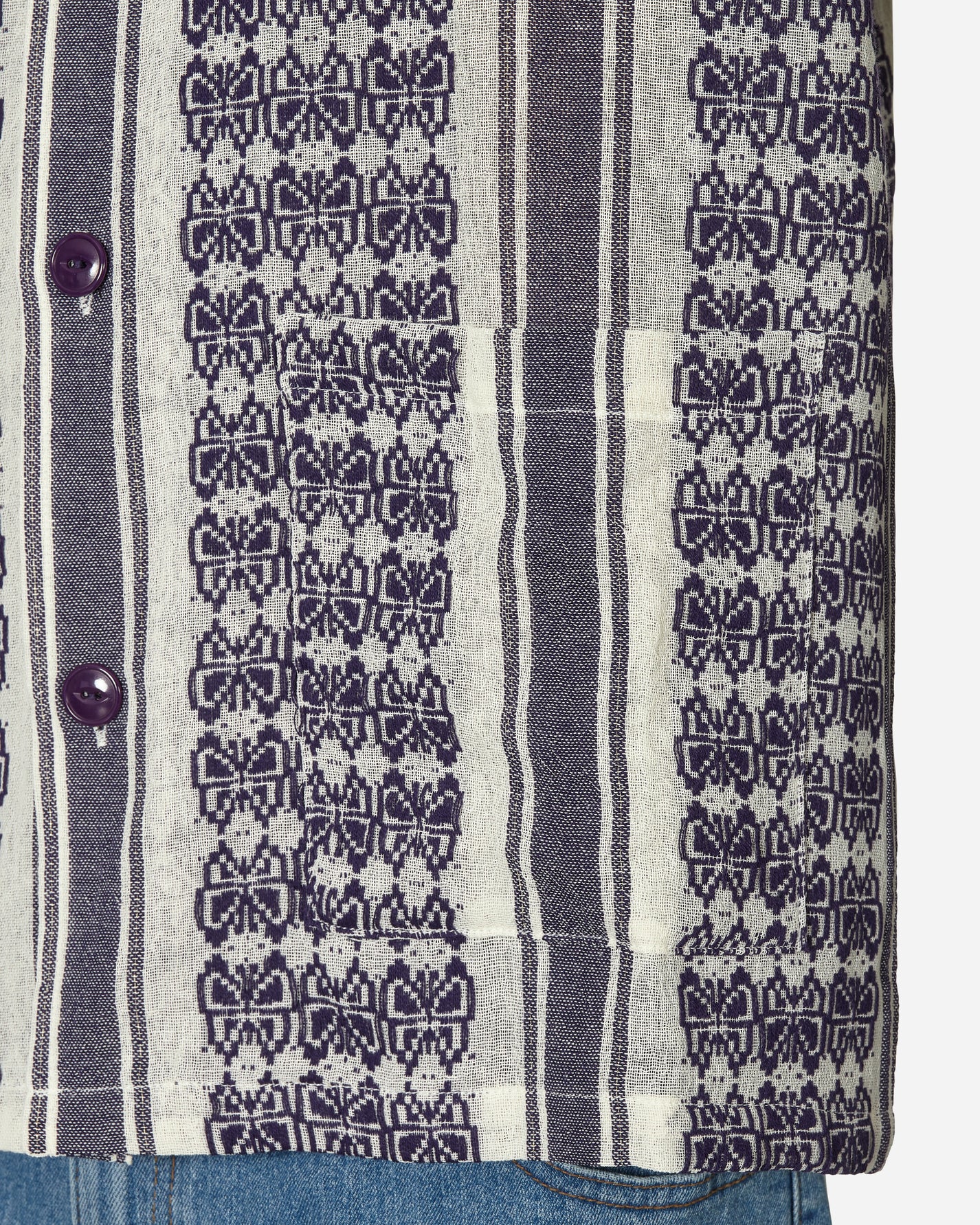 Needles Cabana Shirt - Papillon Stripe Dobby Jq. White Shirts Shortsleeve Shirt MR242 A