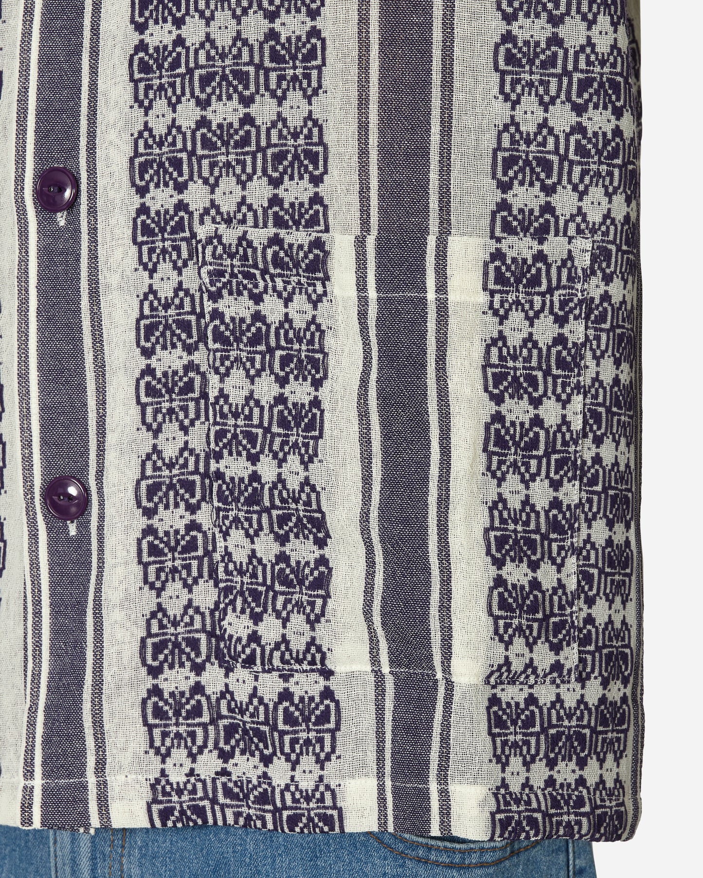 Needles Cabana Shirt - Papillon Stripe Dobby Jq. White Shirts Shortsleeve Shirt MR242 A