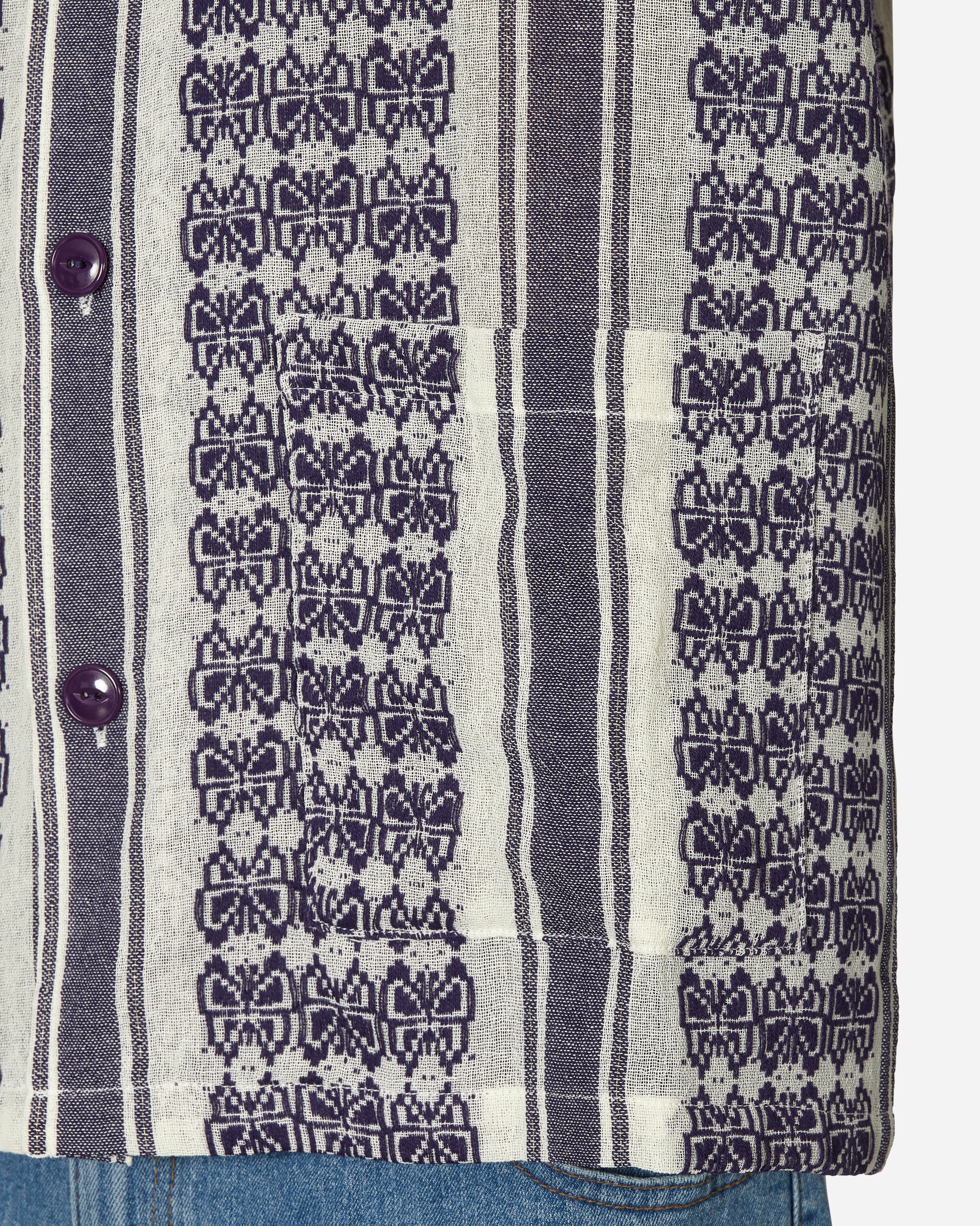 Needles Cabana Shirt - Papillon Stripe Dobby Jq. White Shirts Shortsleeve Shirt MR242 A
