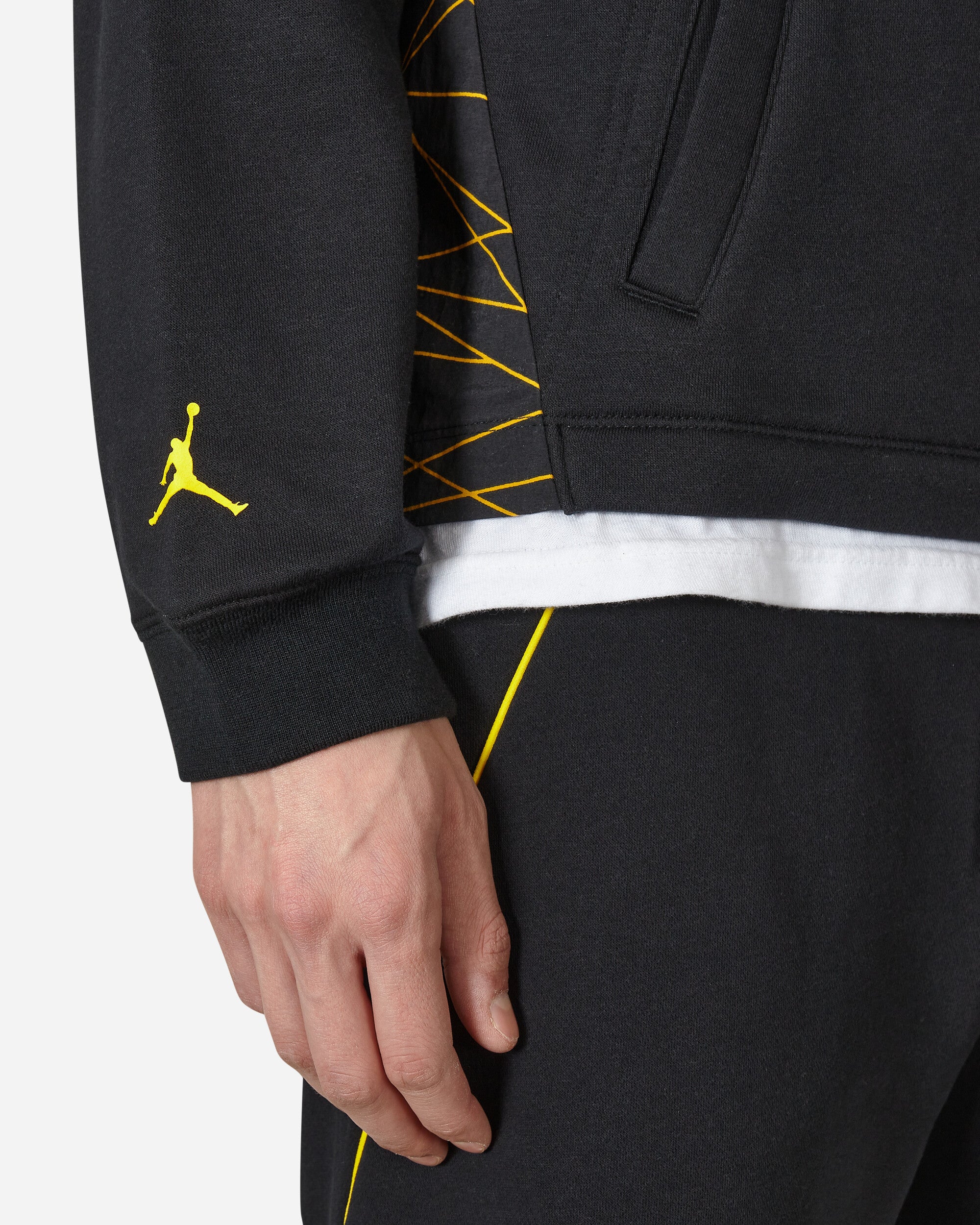 Nike Jordan Psg Stmt Flc Black/Tour Yellow Sweatshirts Hoodies DV0613-010