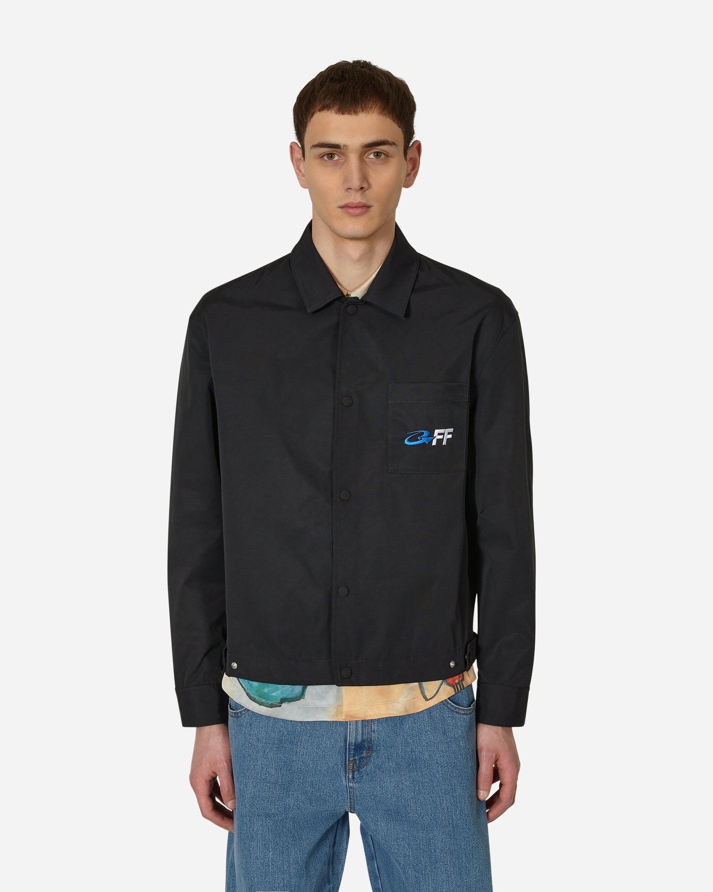 Off-White Exact Opp Shirt Jacket Black/White Coats and Jackets Jackets OMEA385S23FAB001 1001
