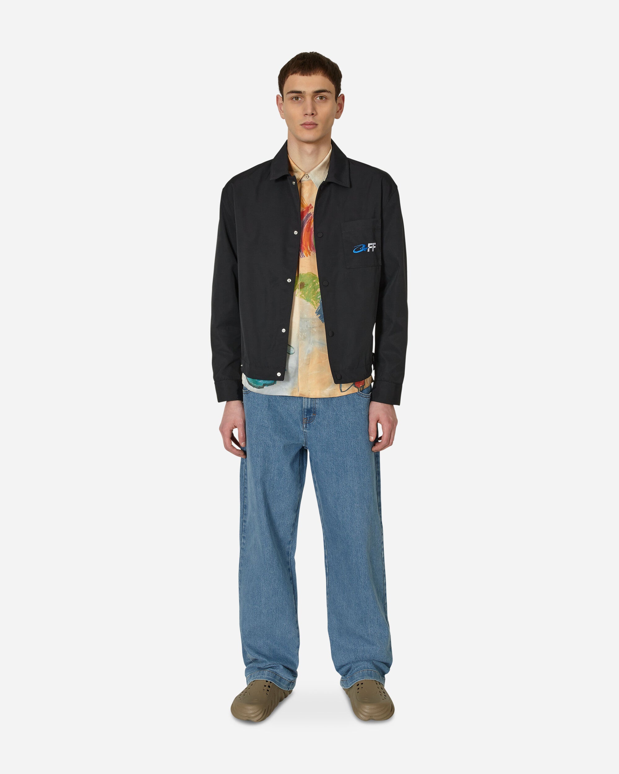 Off-White Exact Opp Shirt Jacket Black/White Coats and Jackets Jackets OMEA385S23FAB001 1001