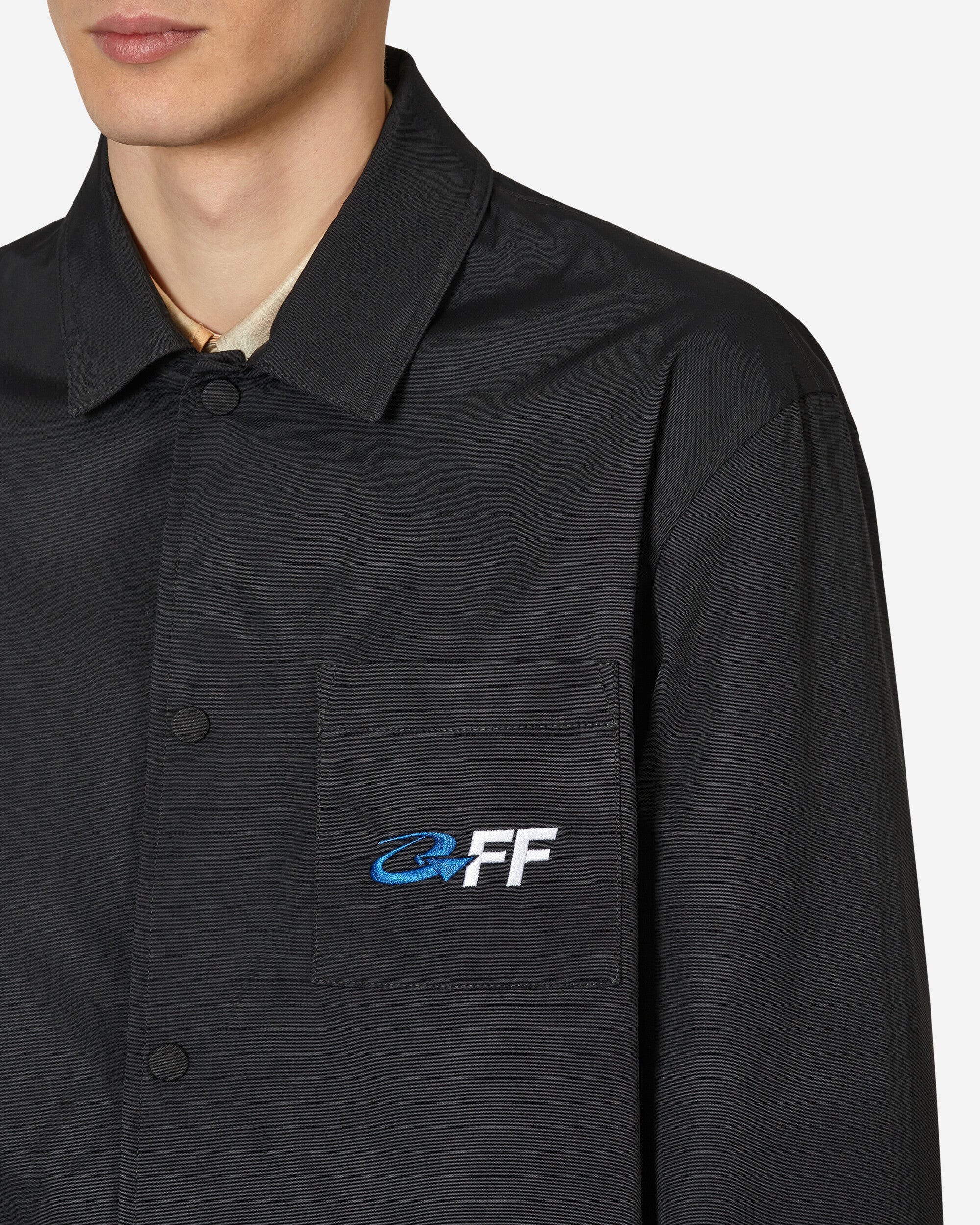 Off-White Exact Opp Shirt Jacket Black/White Coats and Jackets Jackets OMEA385S23FAB001 1001