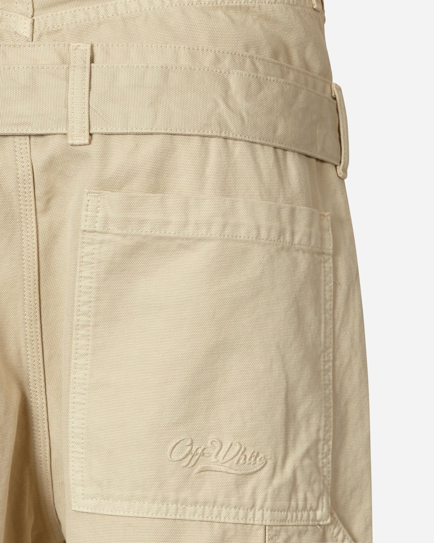 Off-White Wave Off Canvas Double Over Pant New Beige Pants Trousers OMCE035S23FAB001 6161