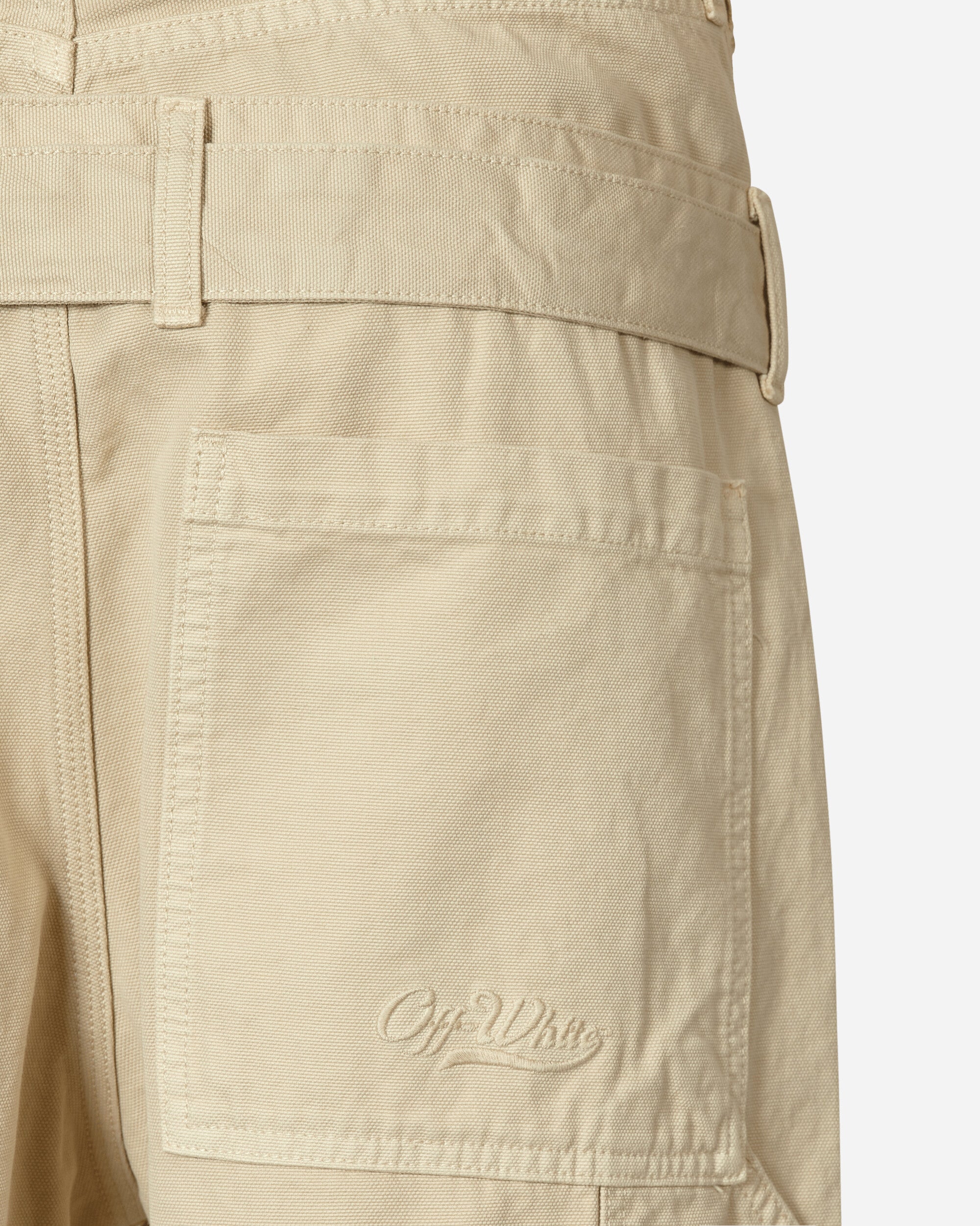 Off-White Wave Off Canvas Double Over Pant New Beige Pants Trousers OMCE035S23FAB001 6161