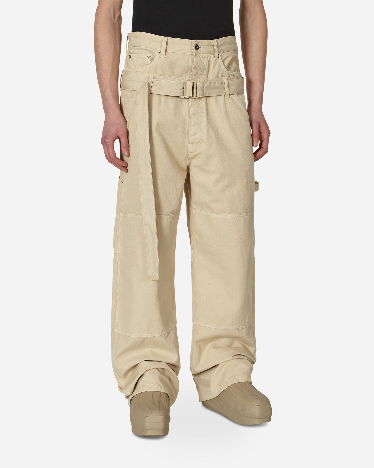 Off-White Wave Off Canvas Double Over Pant New Beige Pants Trousers OMCE035S23FAB001 6161