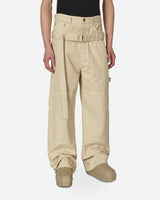Off-White Wave Off Canvas Double Over Pant New Beige Pants Trousers OMCE035S23FAB001 6161