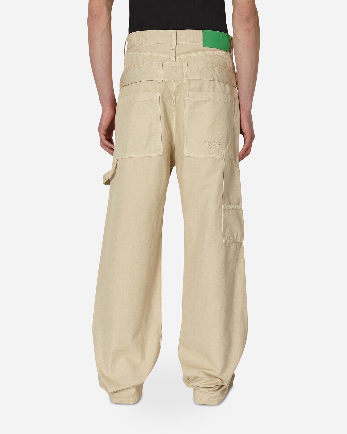 Off-White Wave Off Canvas Double Over Pant New Beige Pants Trousers OMCE035S23FAB001 6161