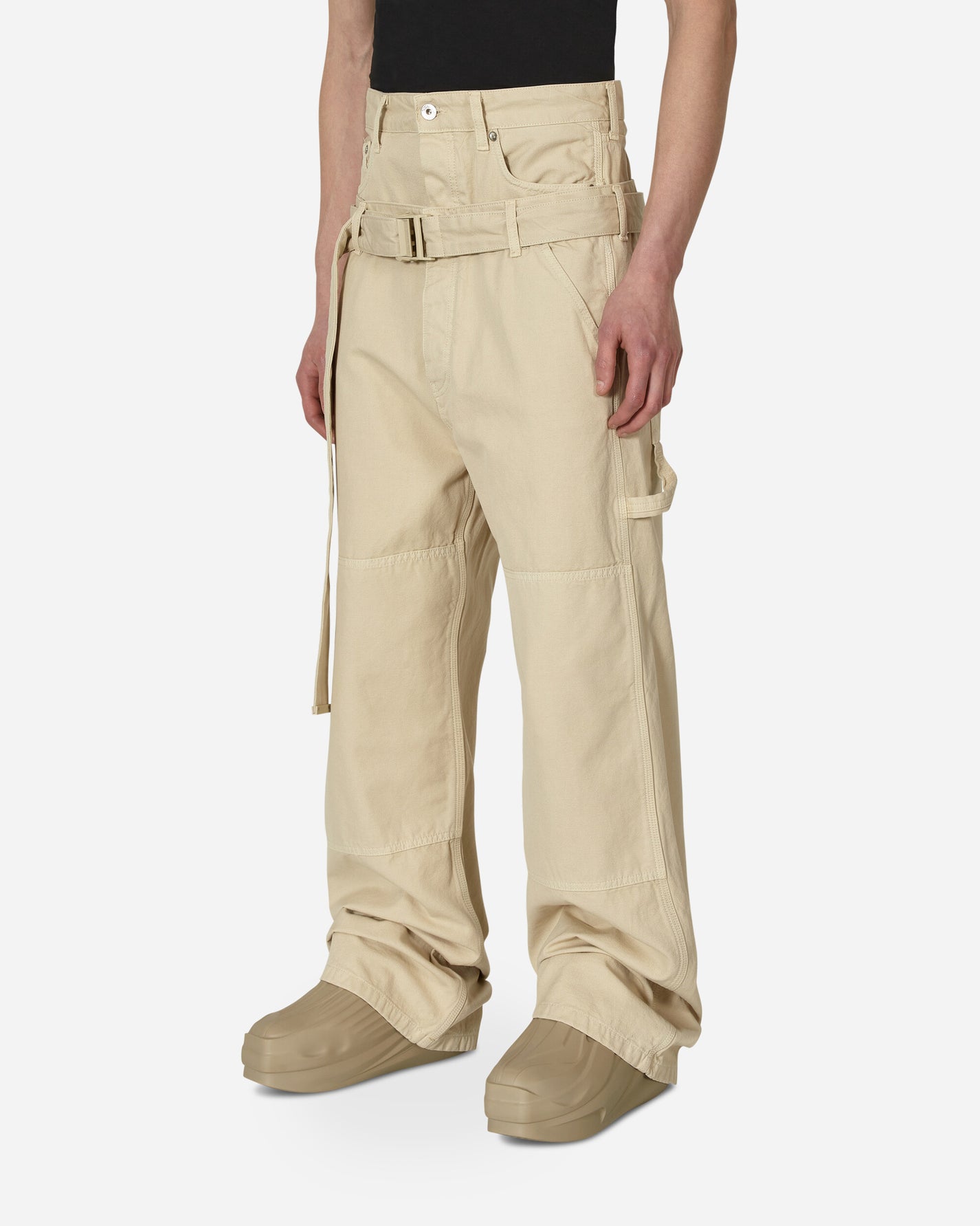 Off-White Wave Off Canvas Double Over Pant New Beige Pants Trousers OMCE035S23FAB001 6161