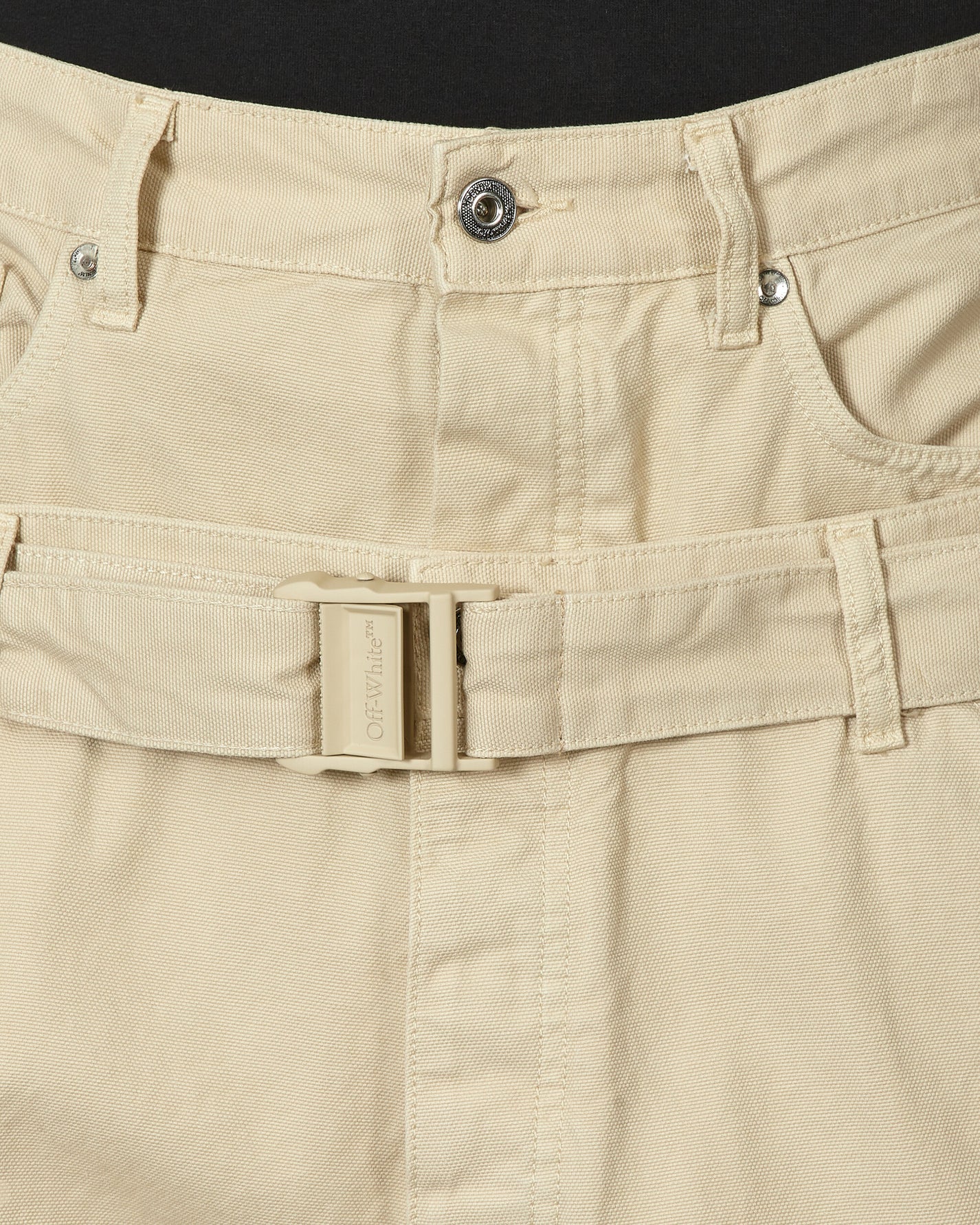 Off-White Wave Off Canvas Double Over Pant New Beige Pants Trousers OMCE035S23FAB001 6161