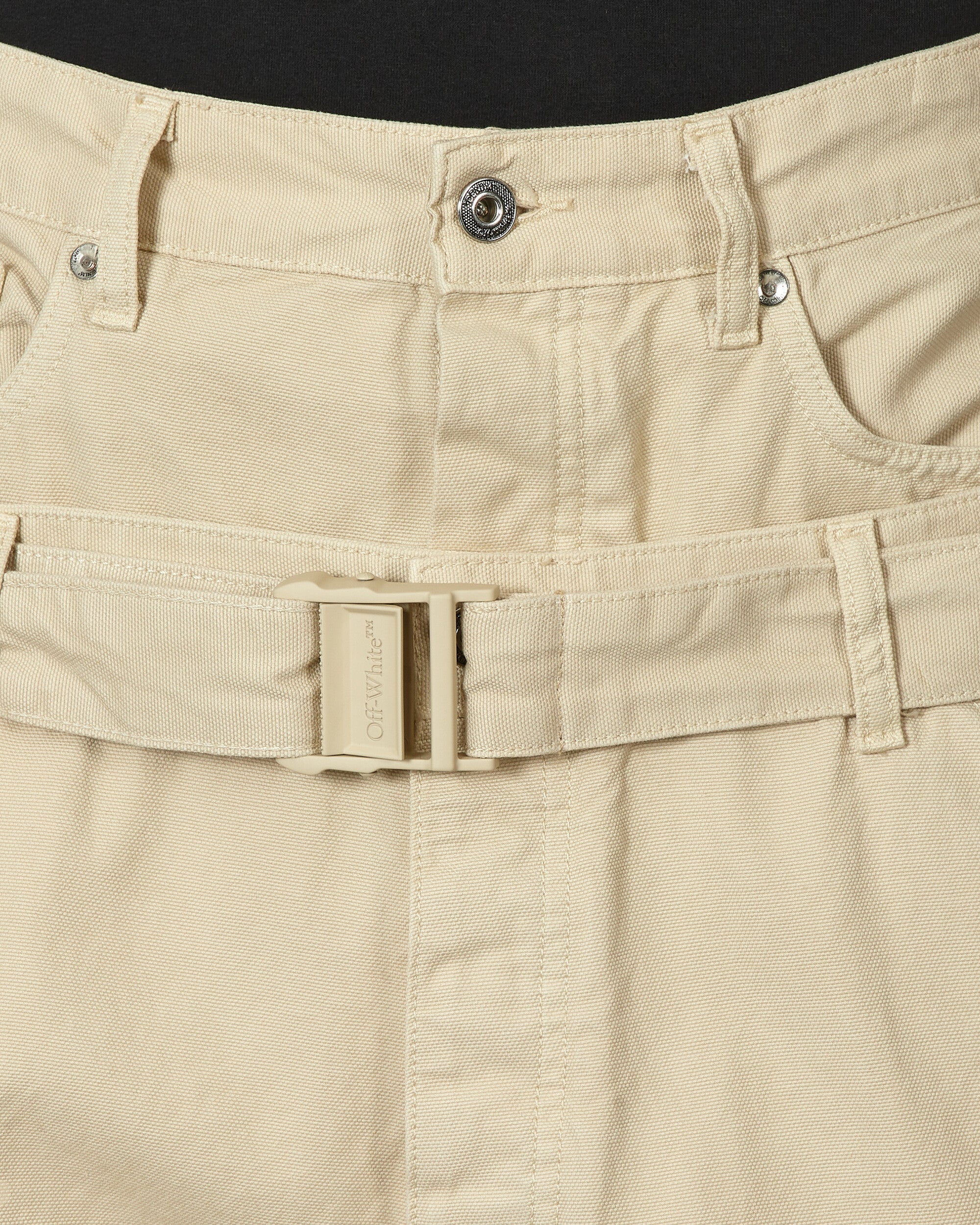 Off-White Wave Off Canvas Double Over Pant New Beige Pants Trousers OMCE035S23FAB001 6161