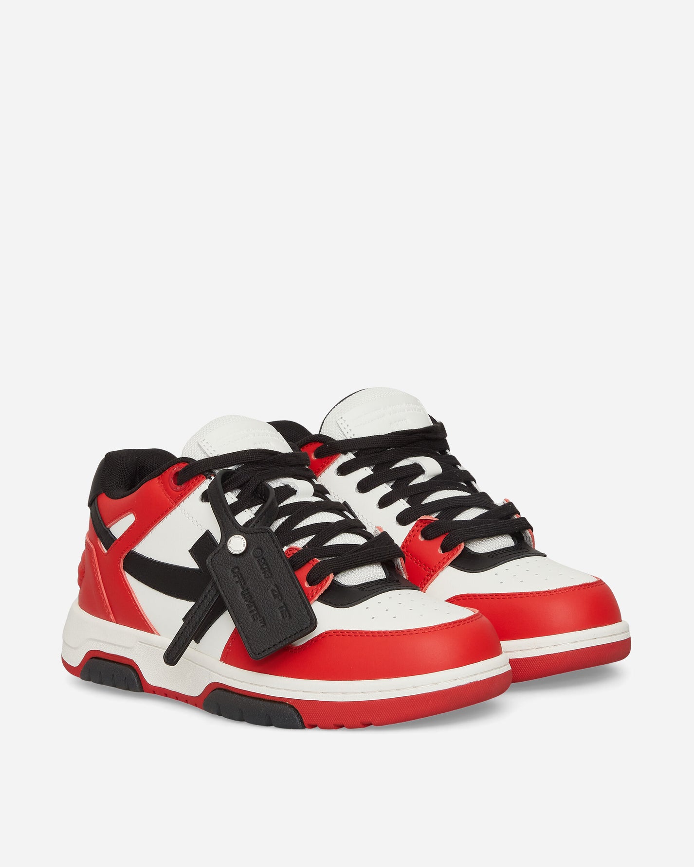 Off-White Out Of Office Claf Leather Red Black Sneakers Low OMIA189S23LEA001 2510