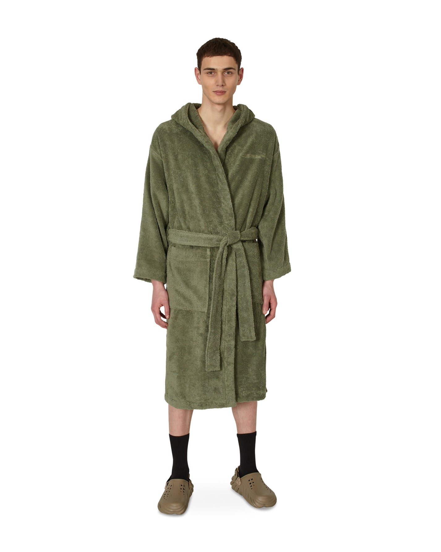 Off-White Bookish Hoodie Bathrobe Army Green Textile Bath Towels OHZB012T23FAB005 5600
