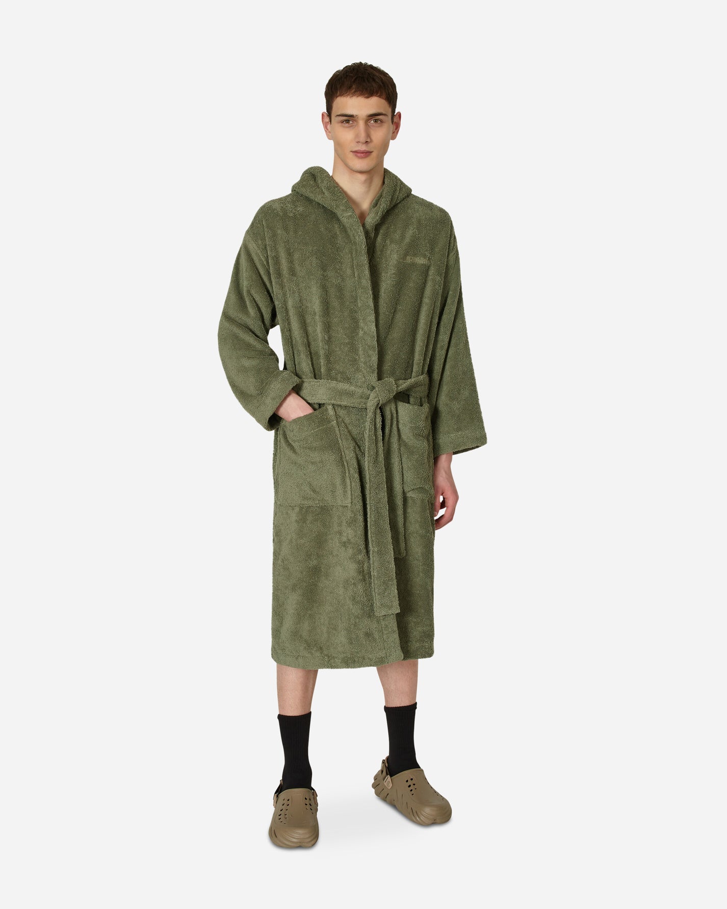 Off-White Bookish Hoodie Bathrobe Army Green Textile Bath Towels OHZB012T23FAB005 5600