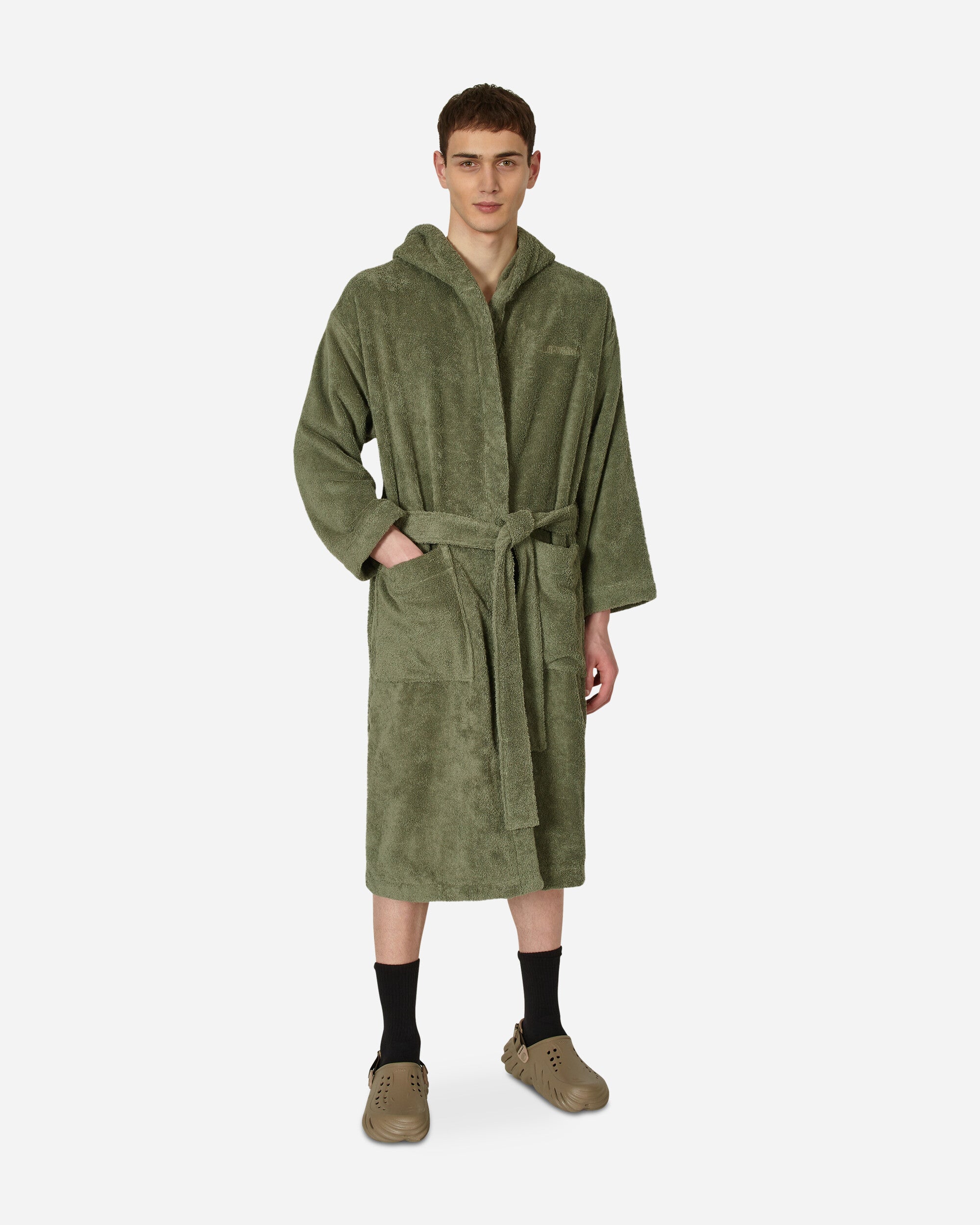 Off-White Bookish Hoodie Bathrobe Army Green Textile Bath Towels OHZB012T23FAB005 5600