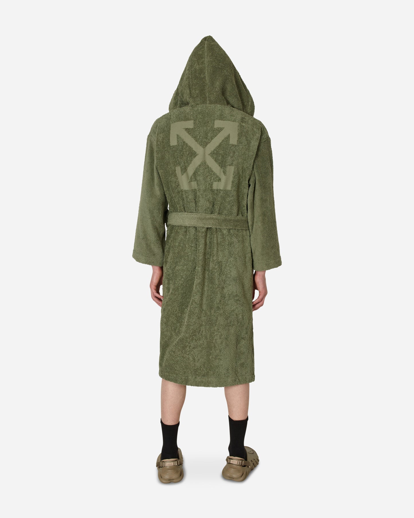 Off-White Bookish Hoodie Bathrobe Army Green Textile Bath Towels OHZB012T23FAB005 5600