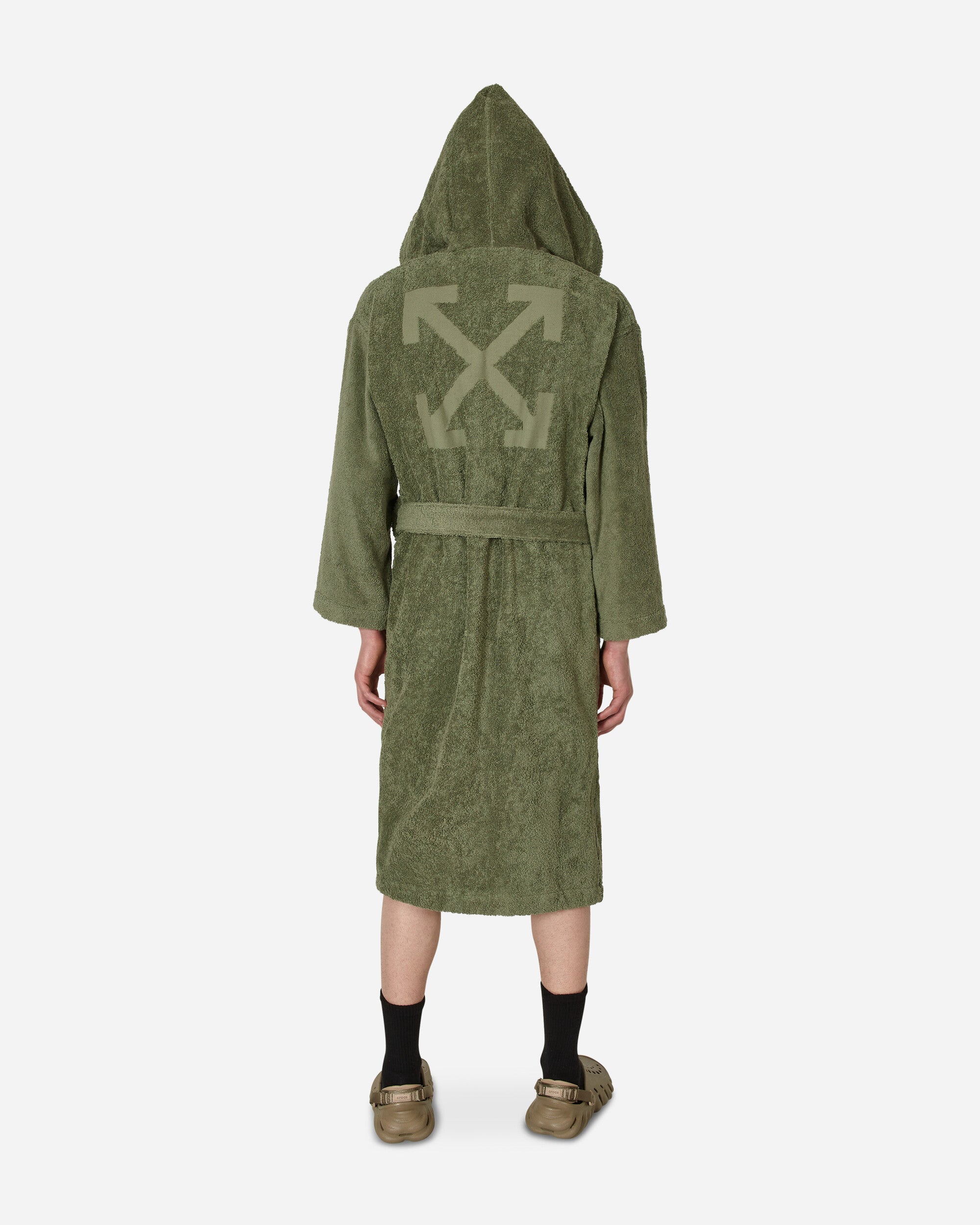 Off-White Bookish Hoodie Bathrobe Army Green Textile Bath Towels OHZB012T23FAB005 5600
