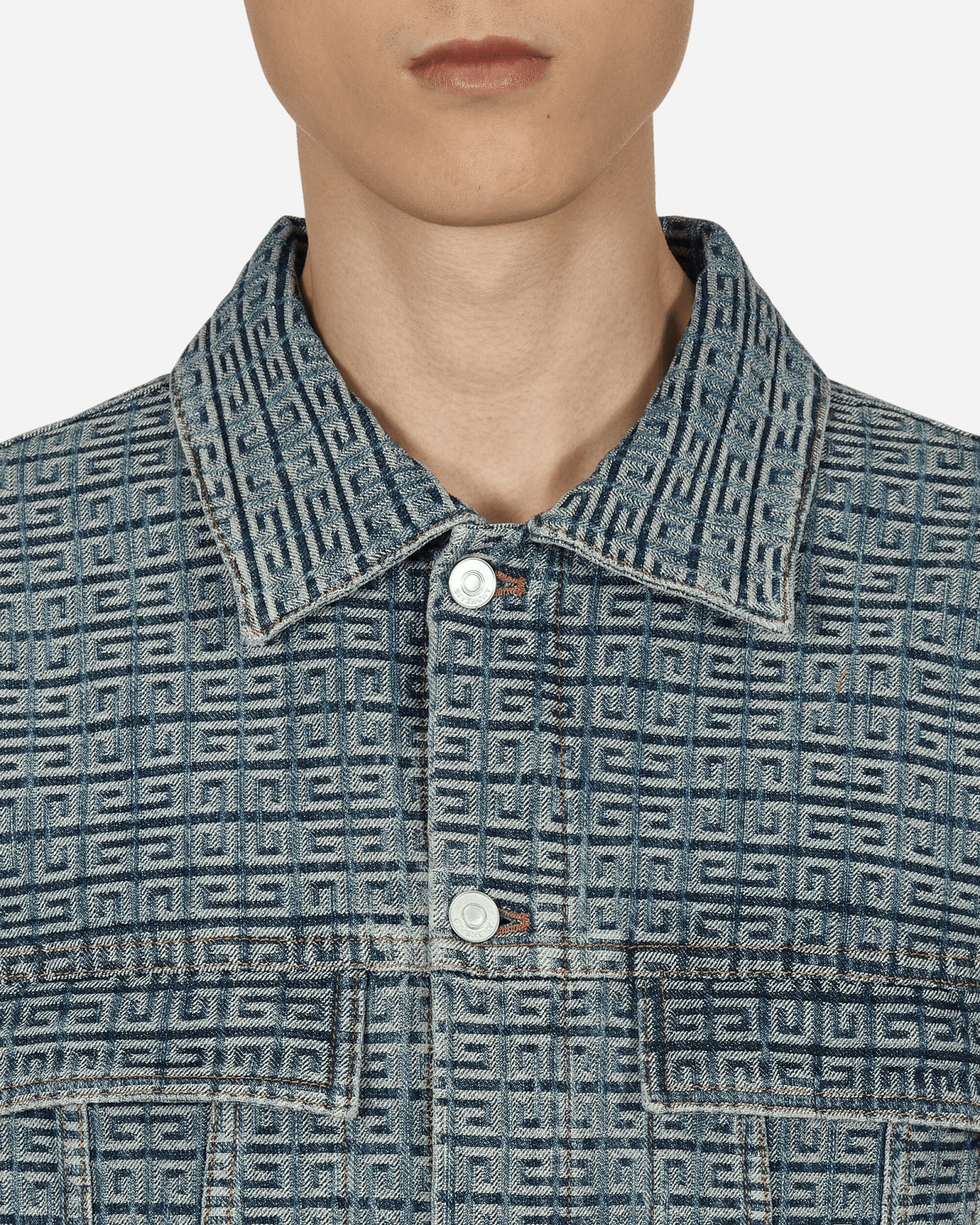 Givenchy Classic Fit 4G Rivet Medium Blue Coats and Jackets Denim Jackets BM00Q650QF420 420