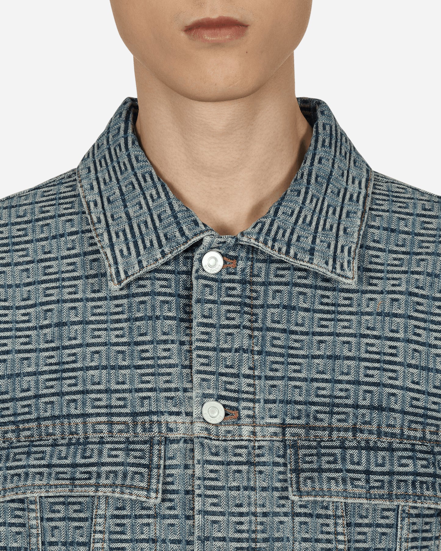 Givenchy Classic Fit 4G Rivet Medium Blue Coats and Jackets Denim Jackets BM00Q650QF420 420