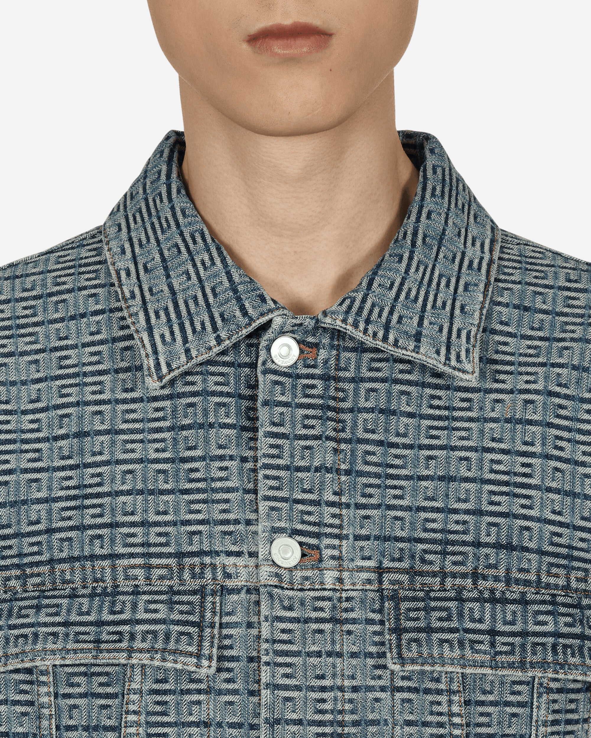 Givenchy Classic Fit 4G Rivet Medium Blue Coats and Jackets Denim Jackets BM00Q650QF420 420